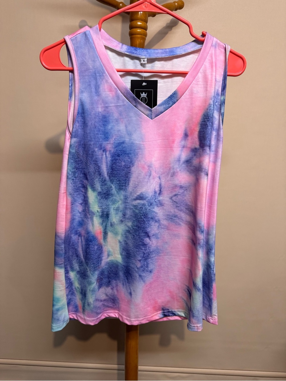Women's Pink & Purple Tie-Dye V-Neck Tank Top Size Small New
